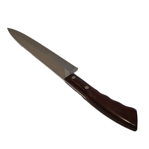 Vintage West Bend 8" Stainless Steel Carving Slicing Knife Brown Wood Handle - Picture 2 of 5